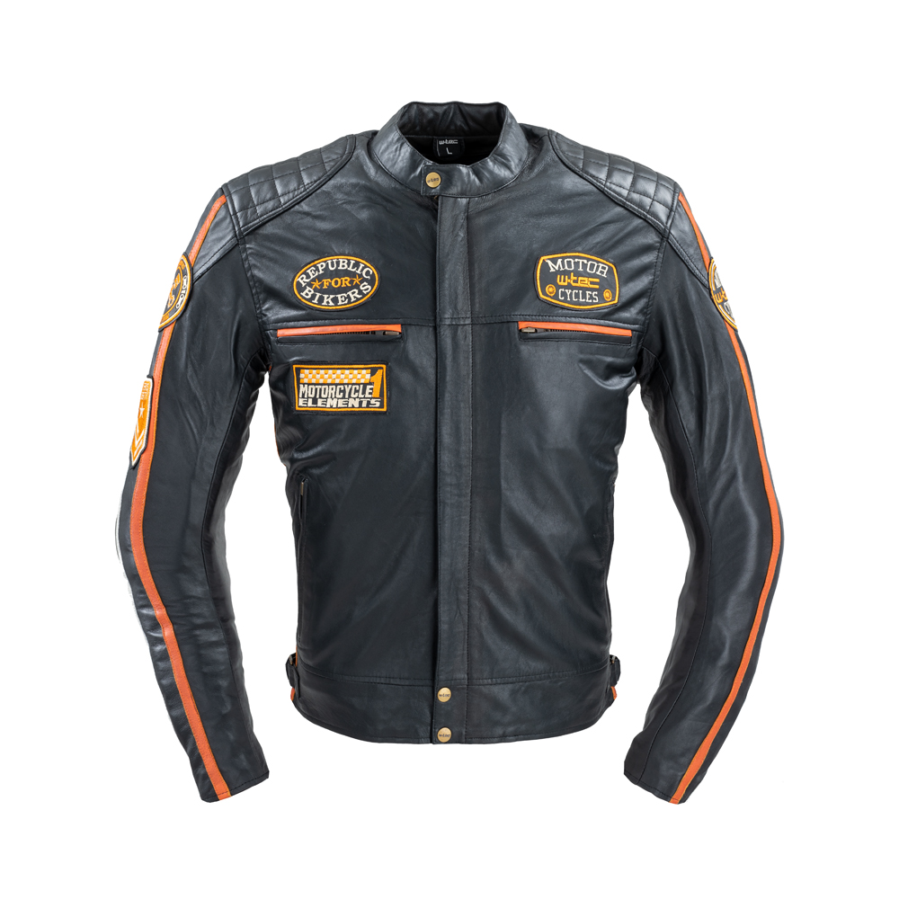 Pánská kožená moto bunda W-TEC Sheawen Classic  černá  6XL - černá