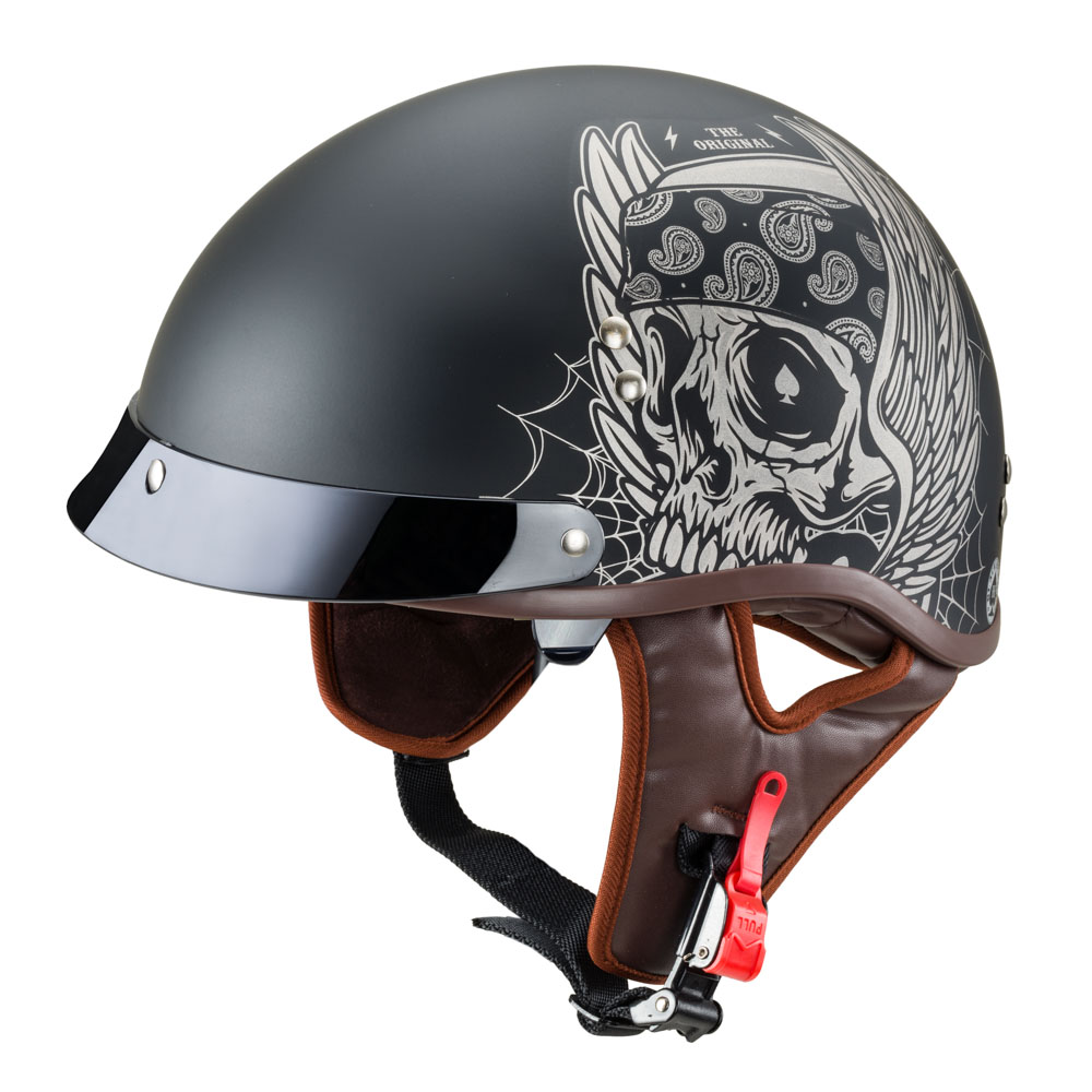 Moto přilba W-TEC Black Heart Longroad Wings Skull - XS (53-54)