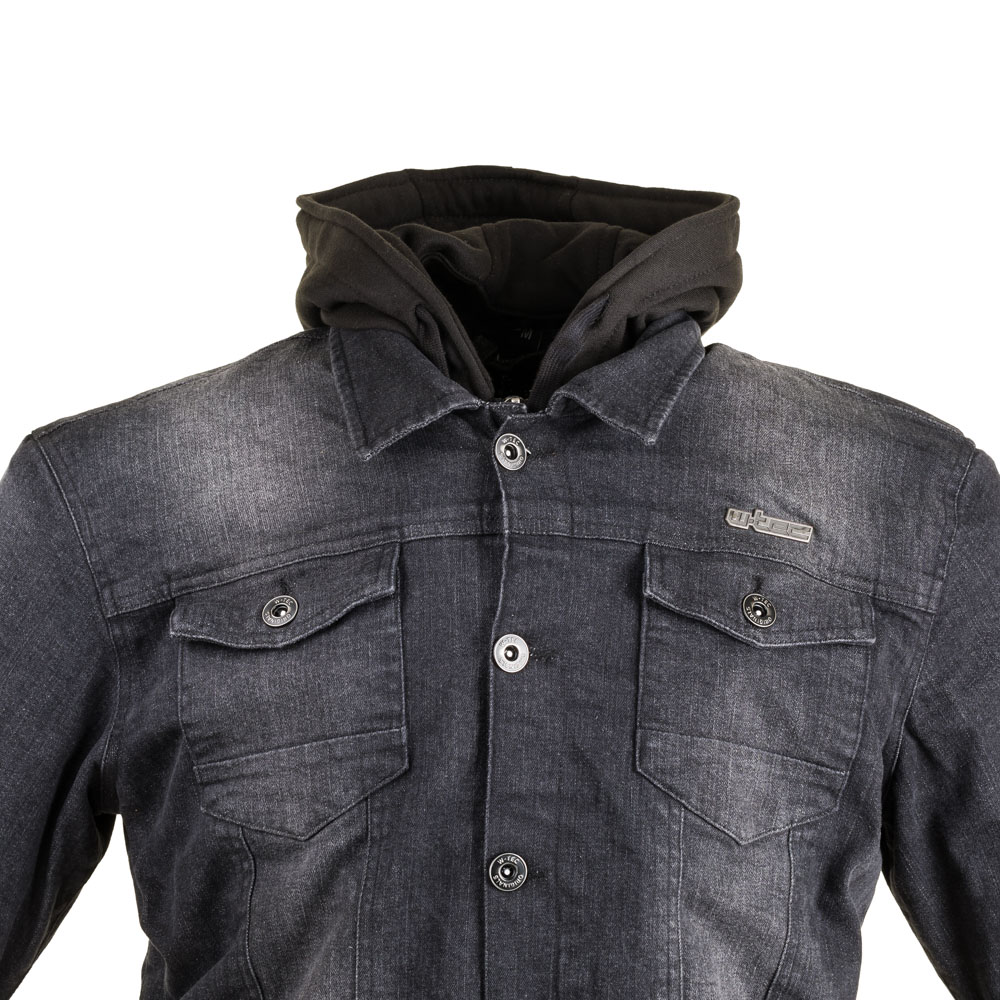Pánská jeansová letní moto bunda W-TEC Kafec s kapucí černá 5XL (obrázek 11)