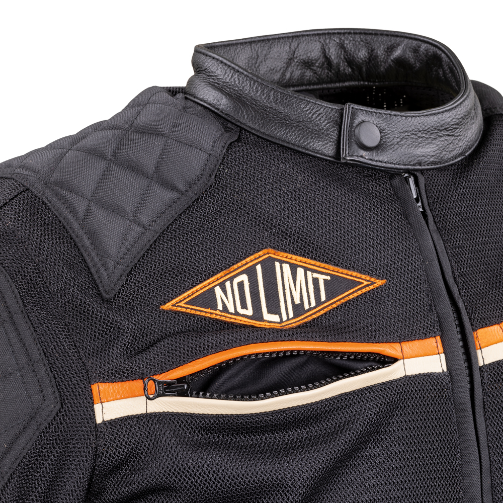 Letní moto bunda W-TEC 2Stripe černo-béžovo-oranžová M (obrázek 7)