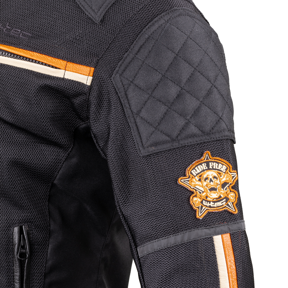 Letní moto bunda W-TEC 2Stripe černo-béžovo-oranžová M (obrázek 10)