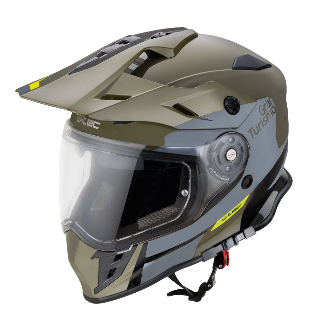 Moto přilba W-TEC V331 PR Graphic Khaki-Grey - S (55-56)