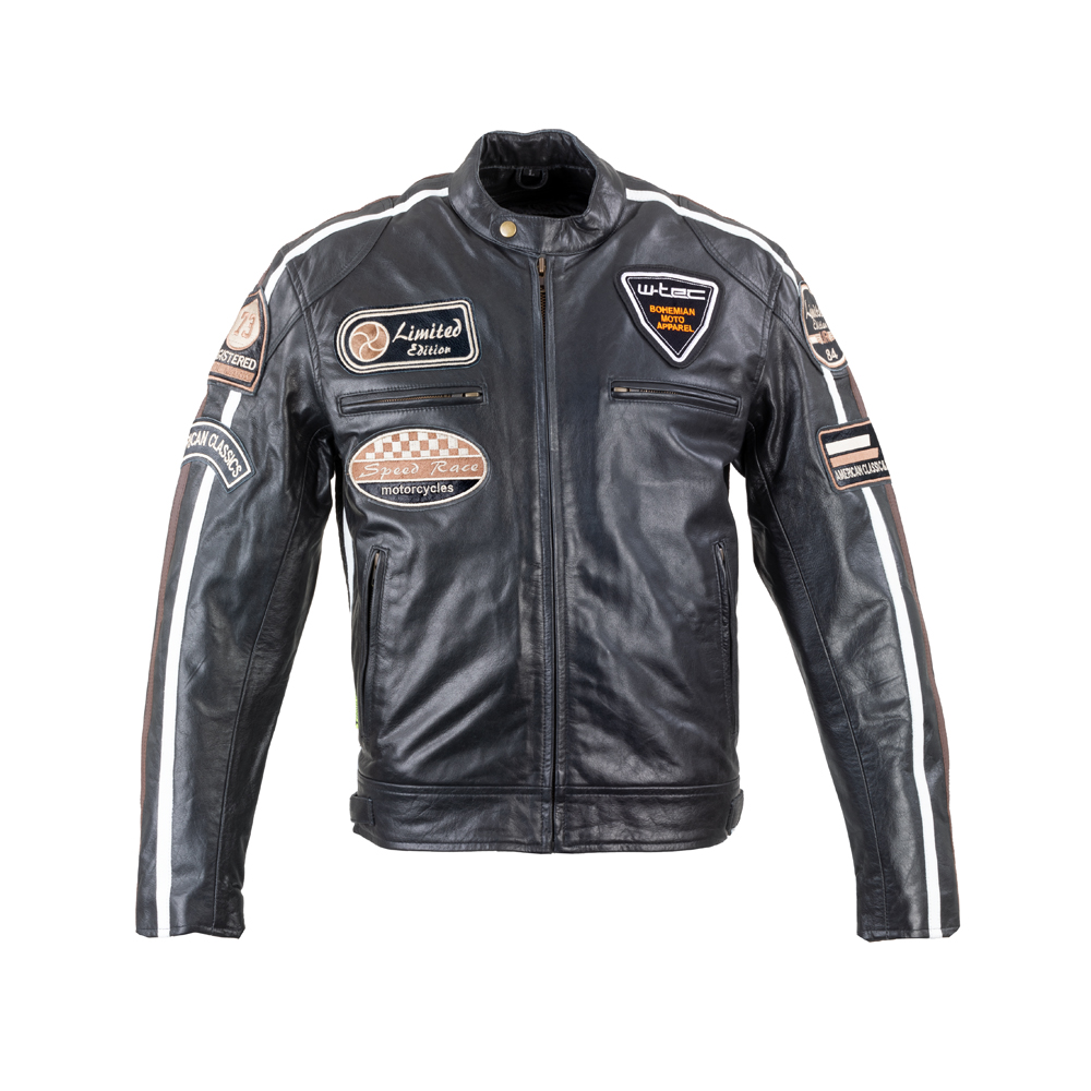 Pánská kožená moto bunda W-TEC Black Cracker  černá  5XL