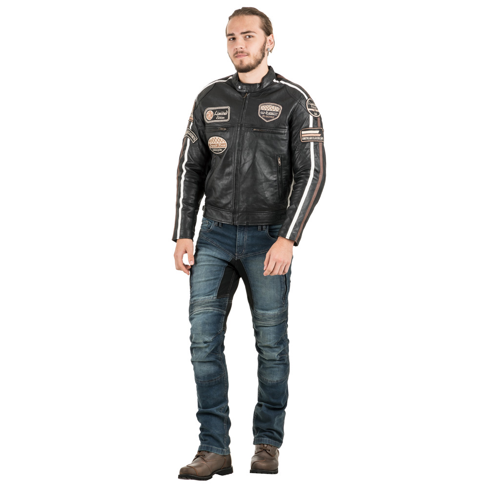 Pánská kožená moto bunda W-TEC Sheawen Black černá L (obrázek 6)