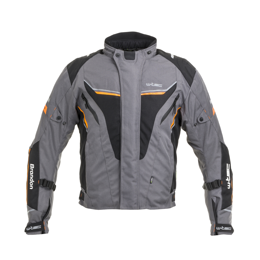 Pánská moto bunda W-TEC Brandon černo-šedo-oranžová - 5XL