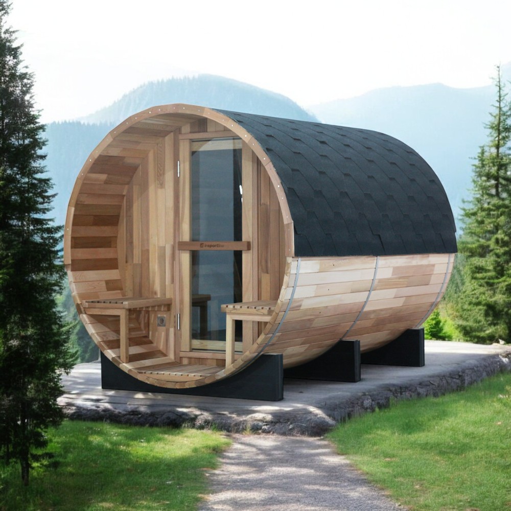 Finská sudová sauna inSPORTline Viduor 600 - cedrové dřevo s elektrickými 6 kW kamny (obrázek 3)