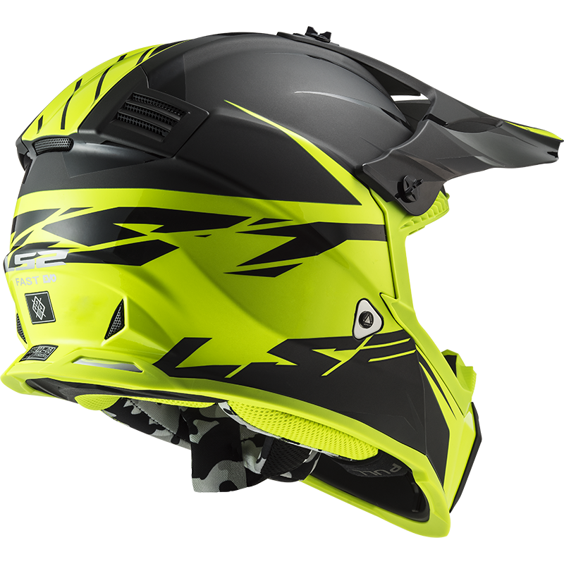 Moto přilba LS2 MX437 Fast Evo Roar Matt Black H-V Yellow XXS (51-52) - Obrázek 4
