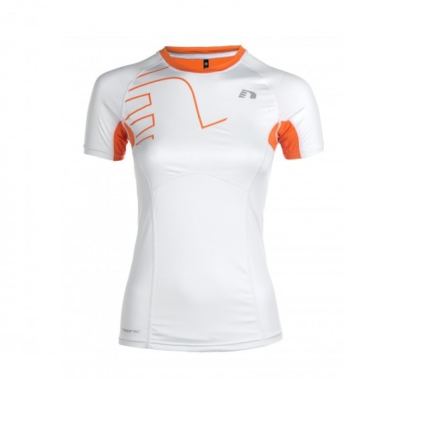 Levně Dámské kompresní běžecké tričko Newline Vent Stretch Tee XL bílo-oranžová