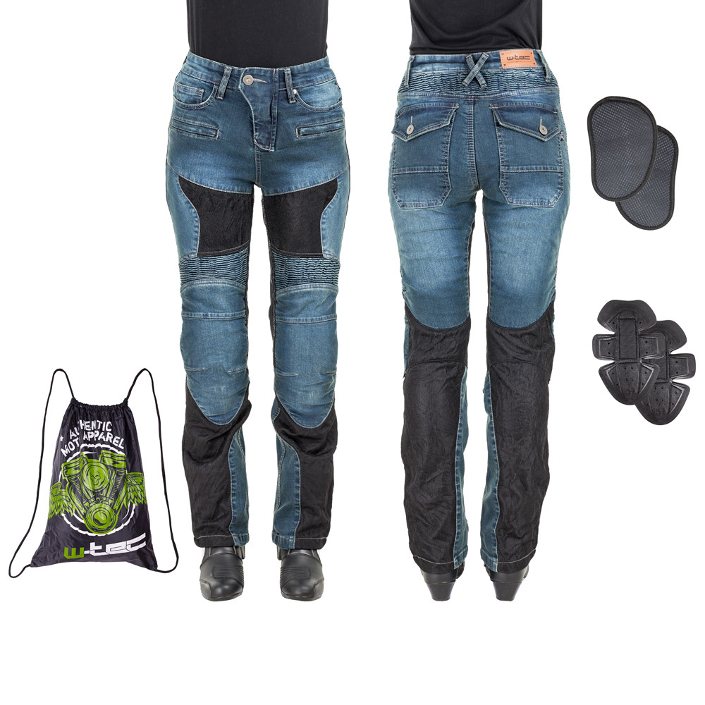 Dámské moto jeansy W-TEC Bolftyna modro-černá - XS