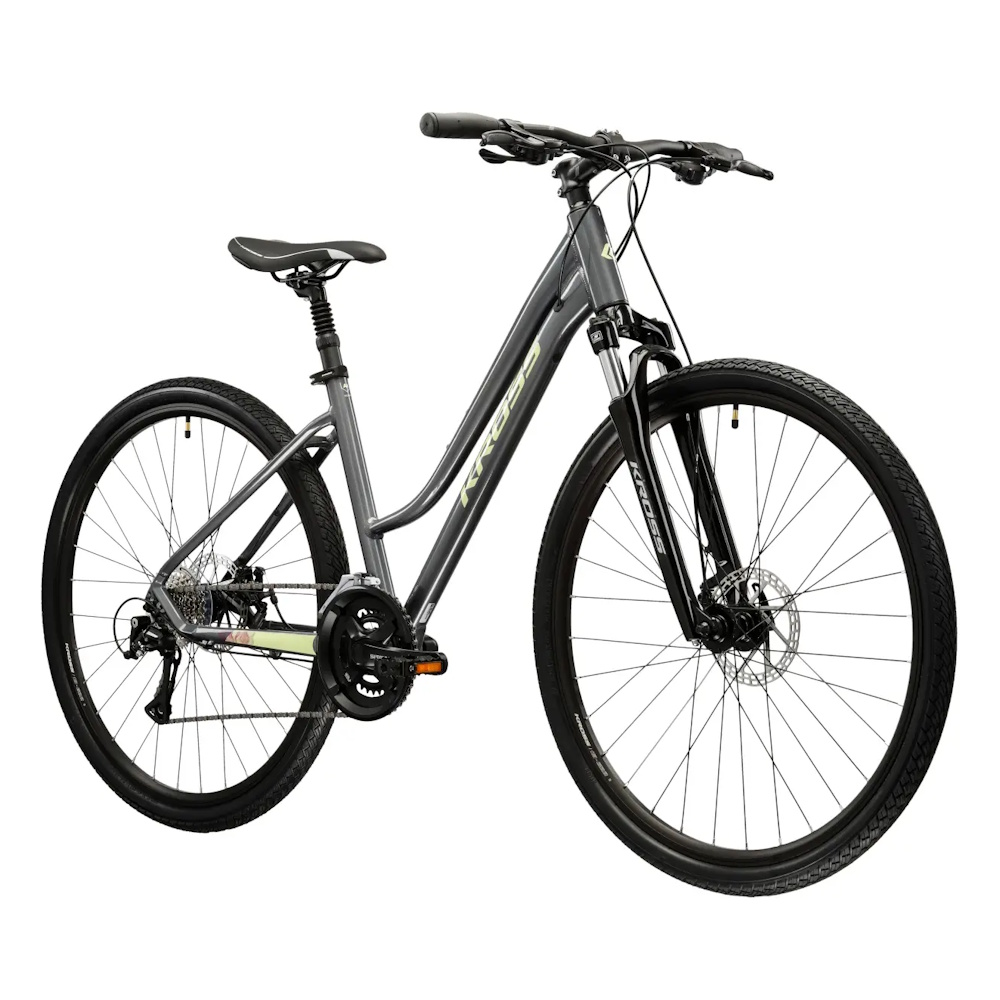 Dámské crossové kolo Kross EVADO 3.0 28″ Gen 007 L (19″, 168-180 cm) šedá/zelená/lesk