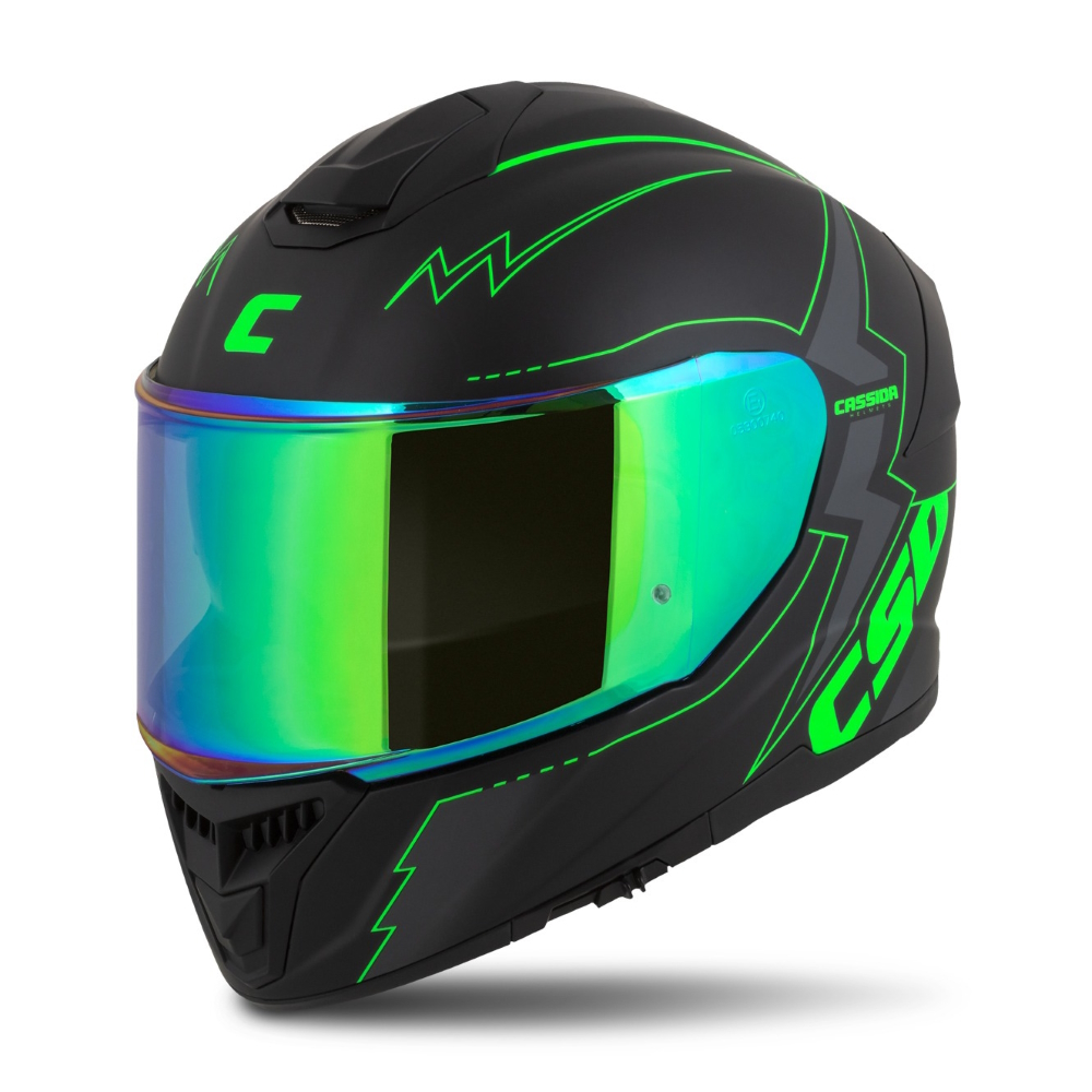 Moto přilba Cassida Integral GT 2.1 Flash černá matná/zelená fluo/tmavě šedá XXL (63-64)