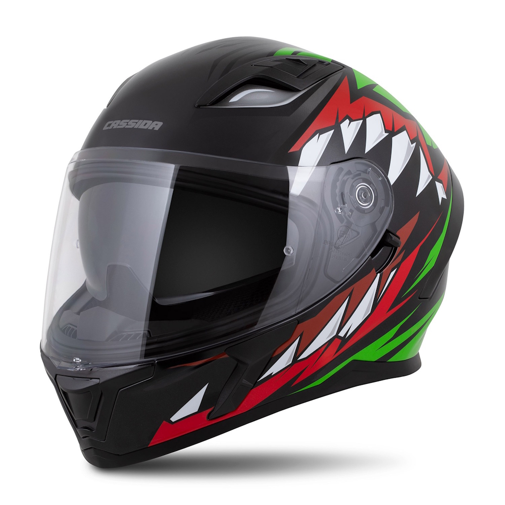 Moto přilba Cassida Orbit StriX červená/zelená/šedá/bílá/černá  XS (53-54)