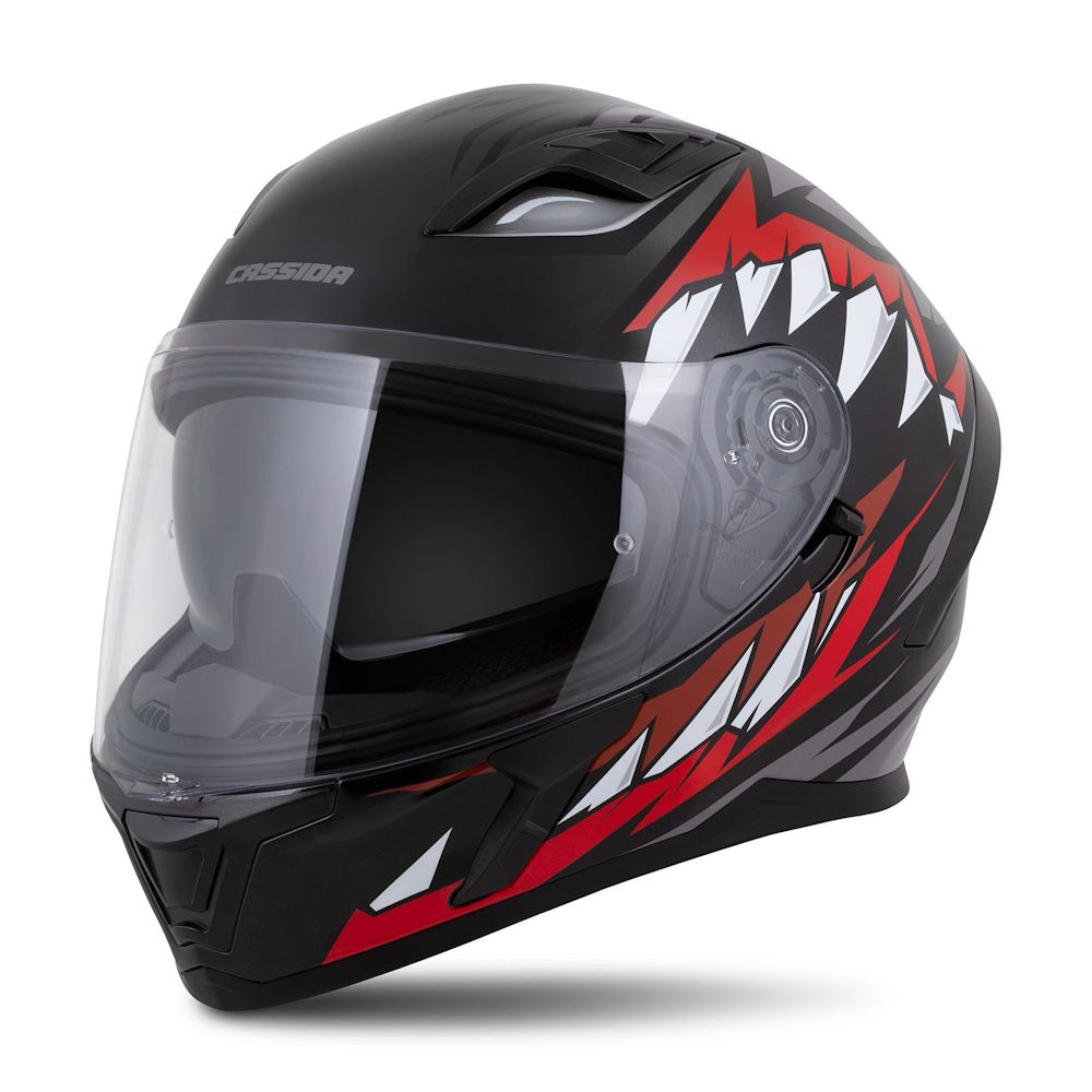Moto přilba Cassida Orbit StriX červená/šedá/bílá/černá  XS (53-54)
