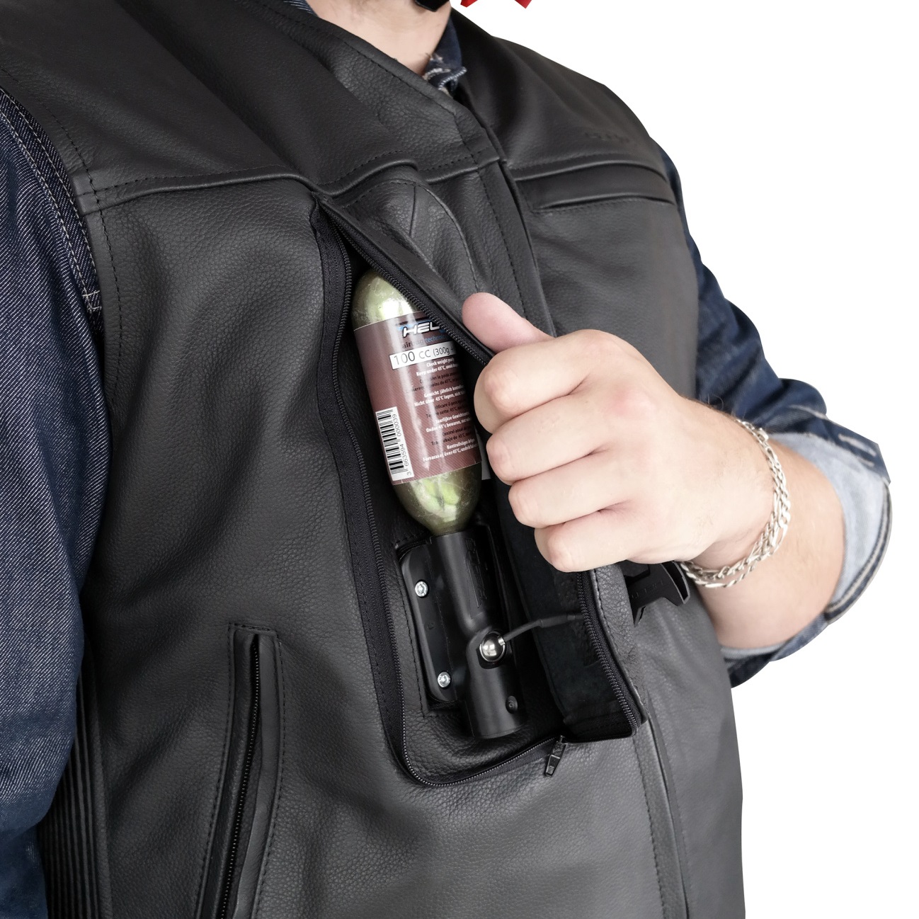 Airbagová chopper vesta Helite Custom, mechanická s trhačkou černá L - Obrázek 4