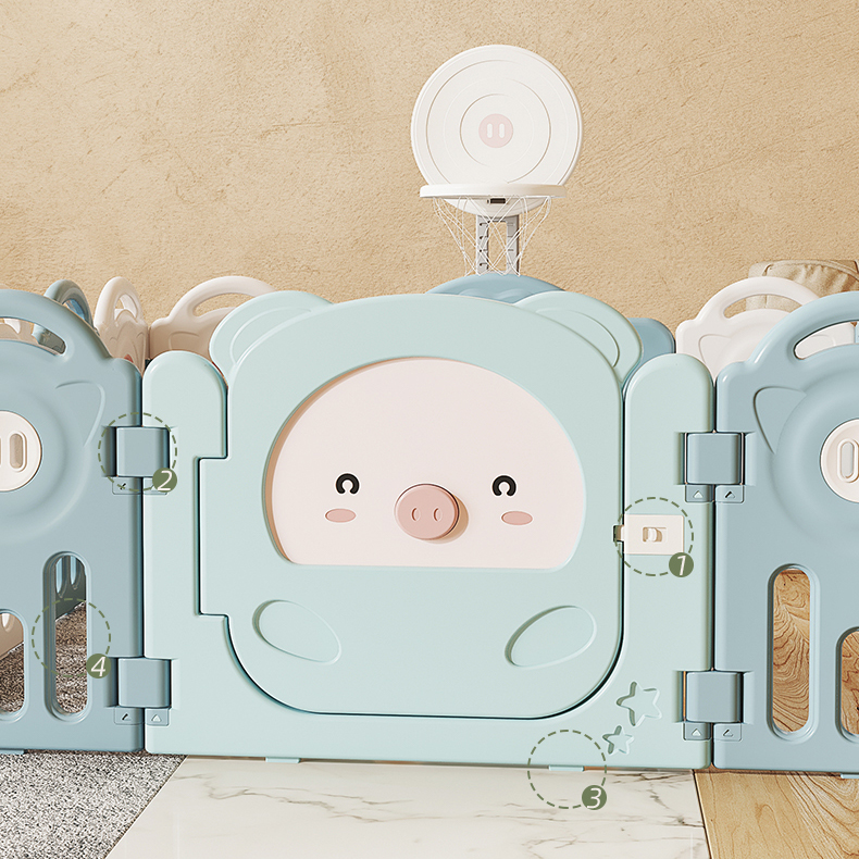 Dětská plastová ohrádka s příslušenstvím inSPORTline Piglino 178x184 cm modrá - Obrázek 5