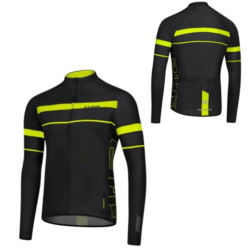 Pánský cyklistický dres s dlouhým rukávem Etape Comfort 2.0 černá/žlutá fluo M