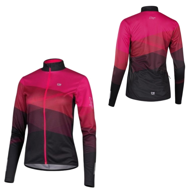 Dámský cyklistický dres s dlouhým rukávem Etape Gaia magenta/černá L