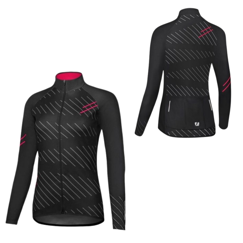 Dámský cyklistický dres s dlouhým rukávem Etape Gaia 2.0 černá/růžová S