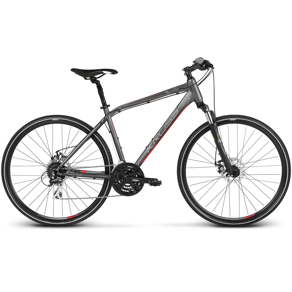 Pánské crossové kolo Kross Evado 4.0 TK 28" - model 2023 XL (23") grafitová/červená