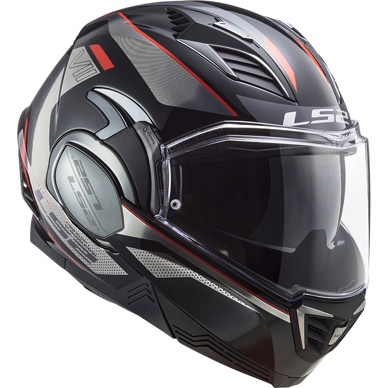 Výklopná moto přilba LS2 FF900 Valiant II Hub Chrome P/J Gloss Black Chrome - S (55-56)