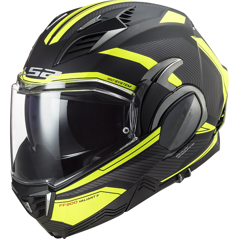 Výklopná moto přilba LS2 FF900 Valiant II Revo P/J Matt Black H-V Yellow - S (55-56)