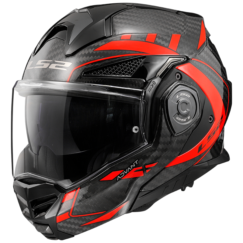 Výklopná moto přilba LS2 FF901 Advant X Carbon Future Gl Red P/J  3XL (65-66)