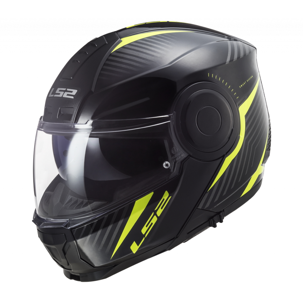 Výklopná moto přilba LS2 FF902 Scope Skid  Black H-V Yellow  M (57-58) - Black H,V Yellow