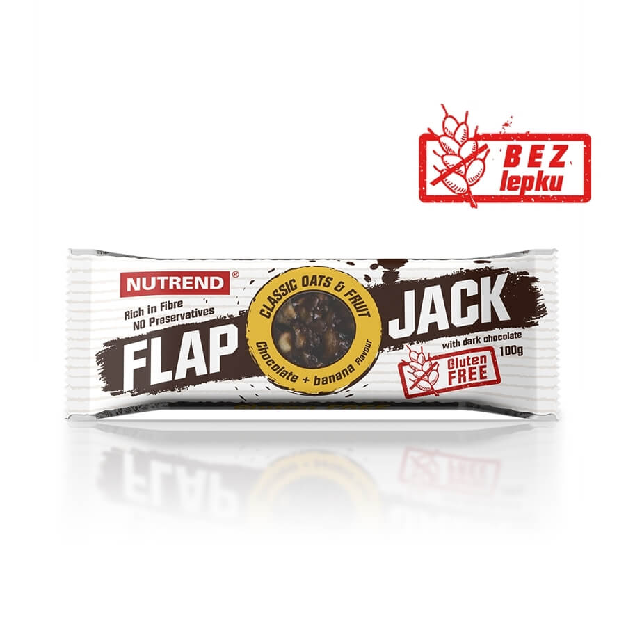 Tyčinka Nutrend FlapJack GLUTEN FREE 100g čokoláda+banán s hořkou čokoládou