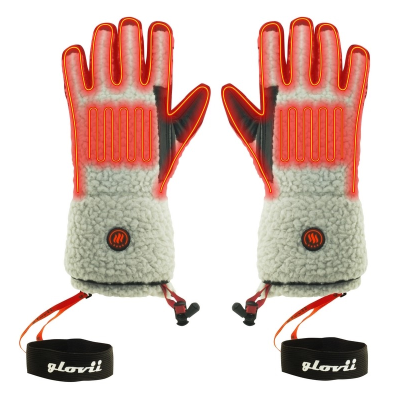 Vyhřívané rukavice ve stylu shearling Glovii GS3 béžovo-černá - XL