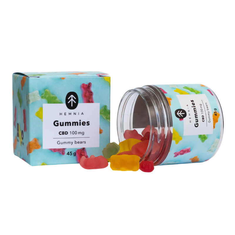 CBD Gummies medvídci Hemnia, 100 mg CBD, 20 ks třešeň, kiwi, ananas, jahoda