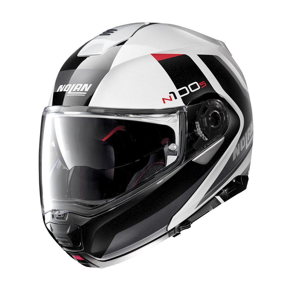 Moto helma Nolan N100-5 Hilltop N-Com P/J Metal White - L (59-60)