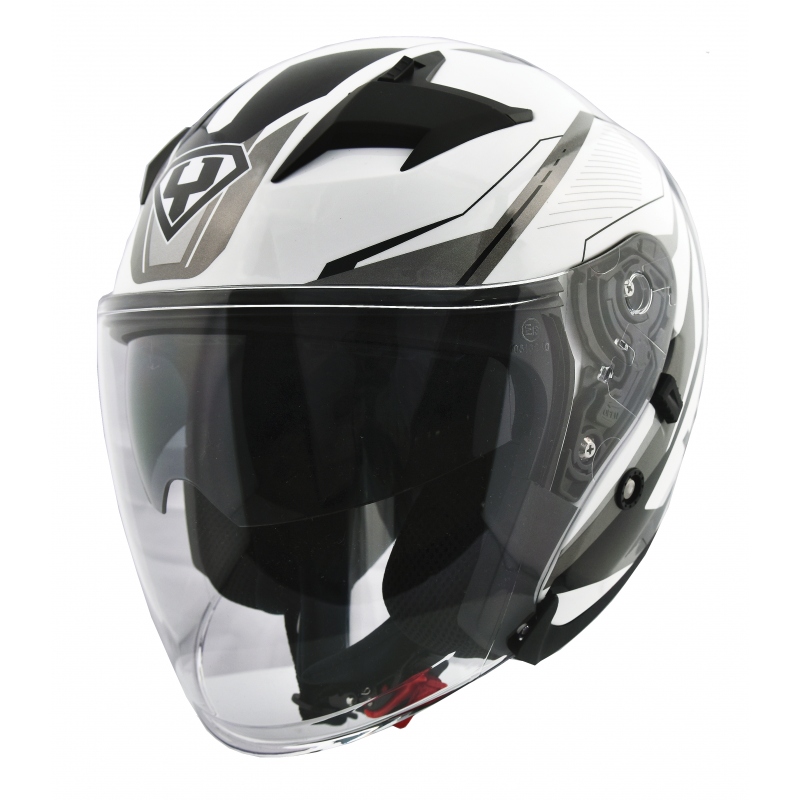 Moto helma Yohe 878-1M Graphic bílá - XS (53-54)