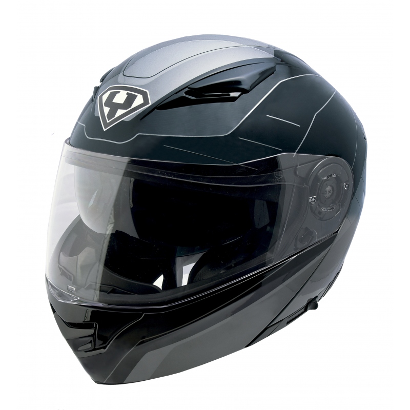 Levně Výklopná moto helma Yohe 950-16 Black-Grey XS (53-54)