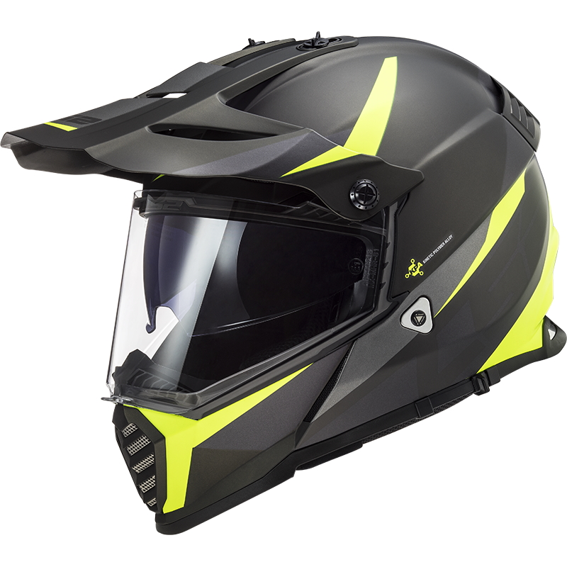 Moto přilba LS2 MX436 Pioneer Evo Router Matt Black H-V Yellow - XXL (63-64)