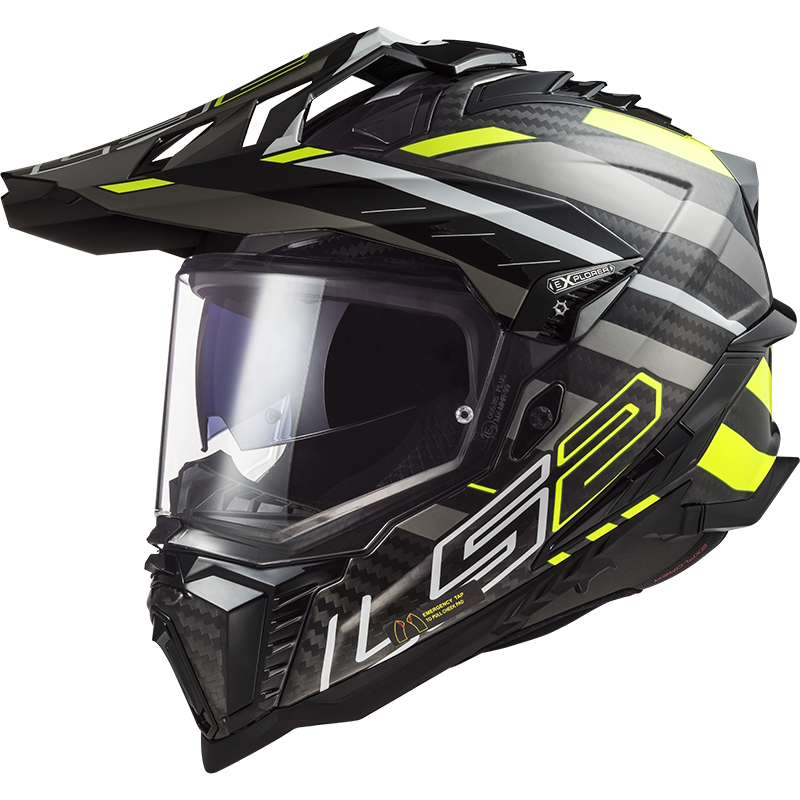 Enduro helma LS2 MX701 Explorer C Edge Gloss Black H-V Yellow  3XL (65-66)