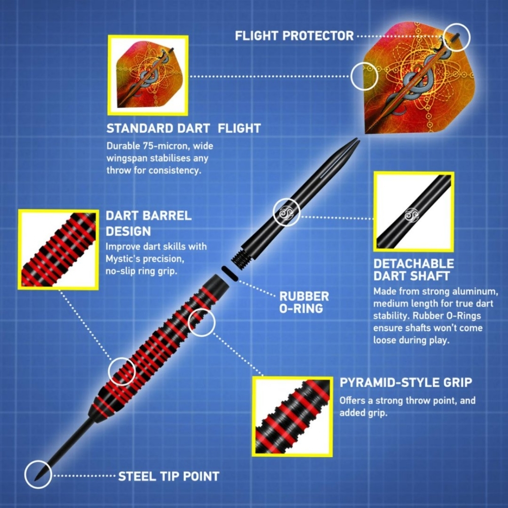 Šipky Shot Value Range Mystic Red Plated Brass steel 3ks 23 g (obrázek 4)