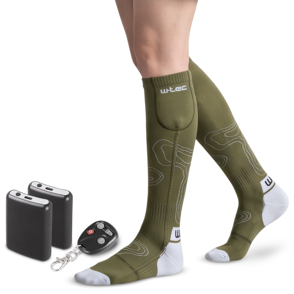 Vyhřívané podkolenky W-TEC Tarviso 2x5000 mAh khaki 30-35