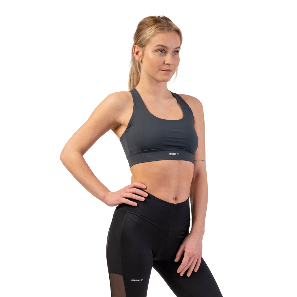 Sportovní podprsenka Nebbia Active 413 se střední oporou Dark Grey - XS