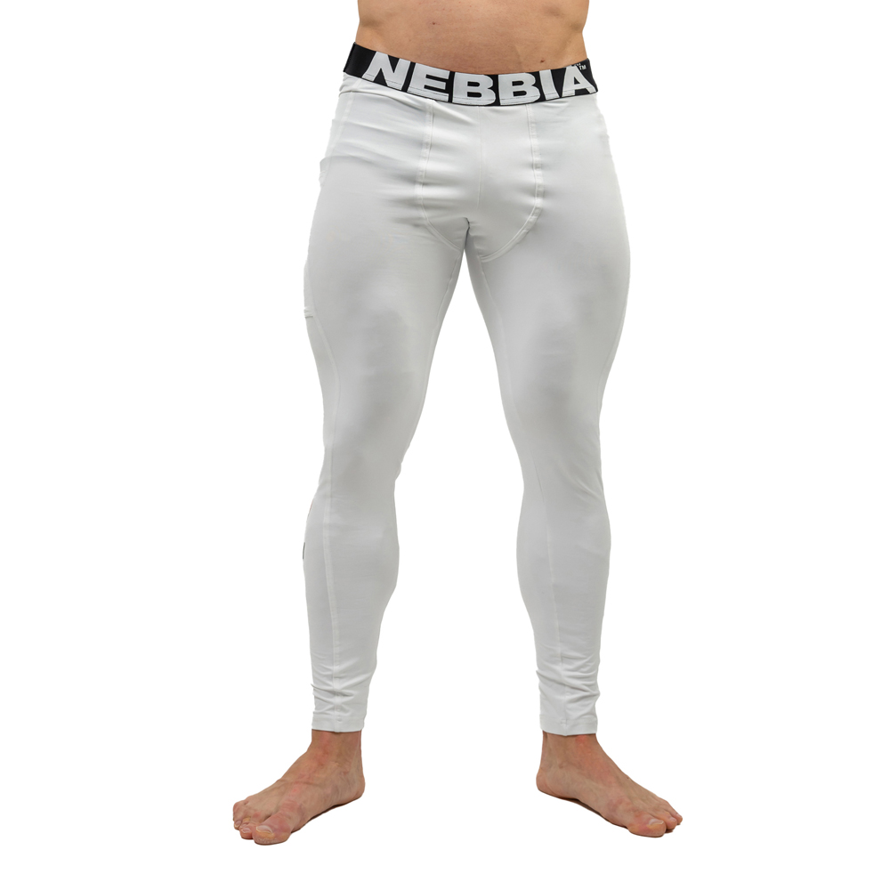 Pánské legíny s kapsou Nebbia Discipline 708 White - XXL