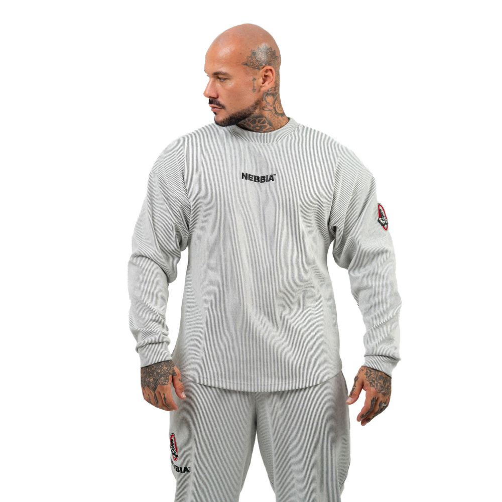 Mikina bez kapuce Nebbia Signature 703 Light Grey - XXL