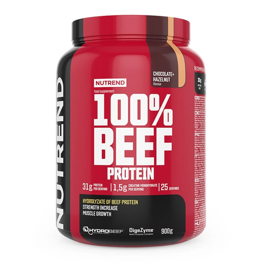 Hovězí bílkovina Nutrend 100% Beef Protein 900g čokoláda+lískový ořech