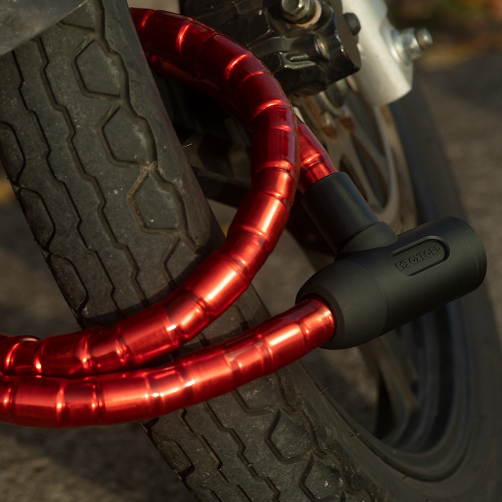 Zámek na motocykl Oxford Barrier 1,4 m červený (obrázek 6)