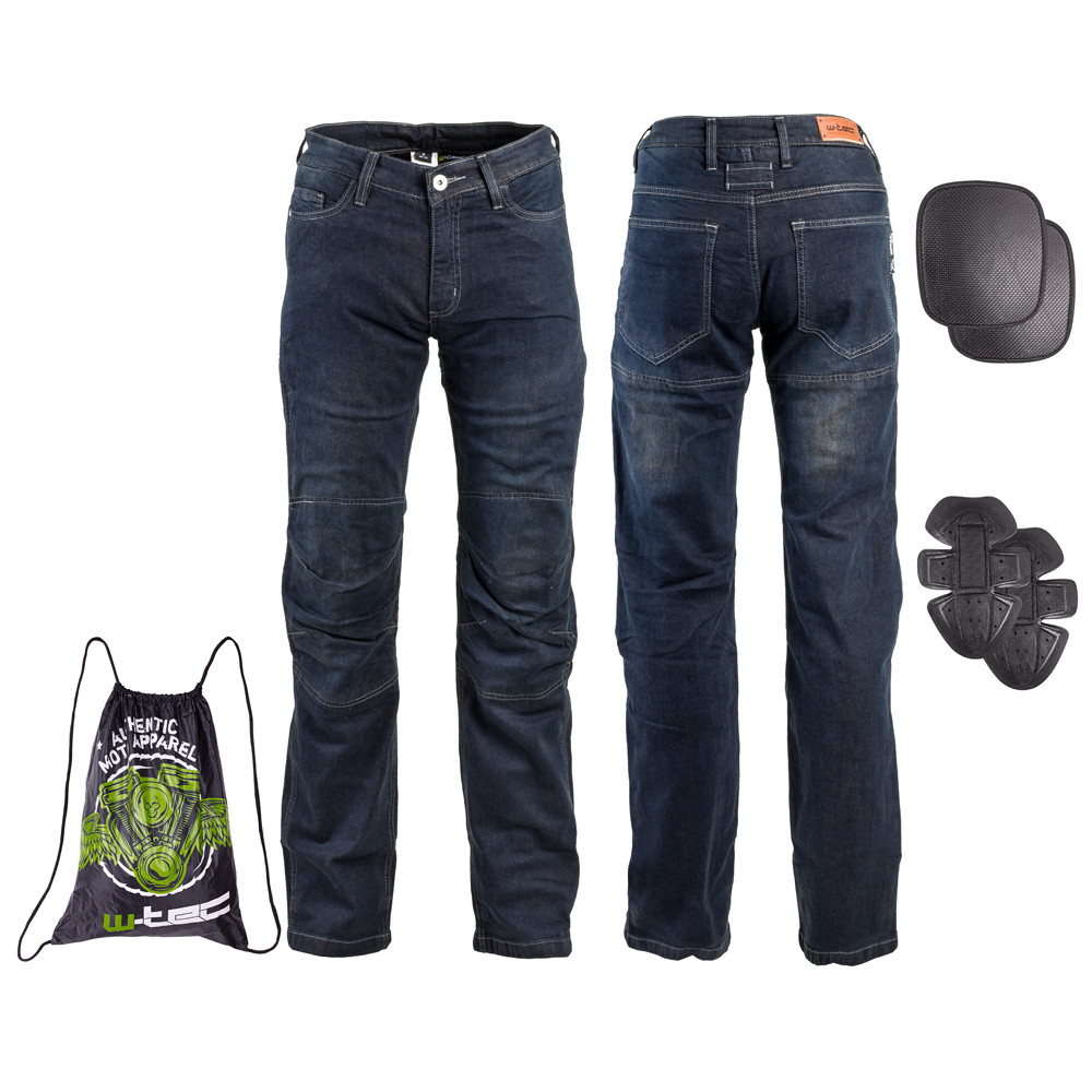 Pánské moto jeansy W-TEC Pawted s nepromokavou membránou tmavě modrá - M