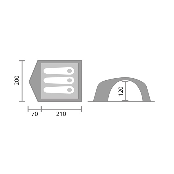 Stan Yate Tramp (210+70)x200x120 cm šedá - Obrázek 4