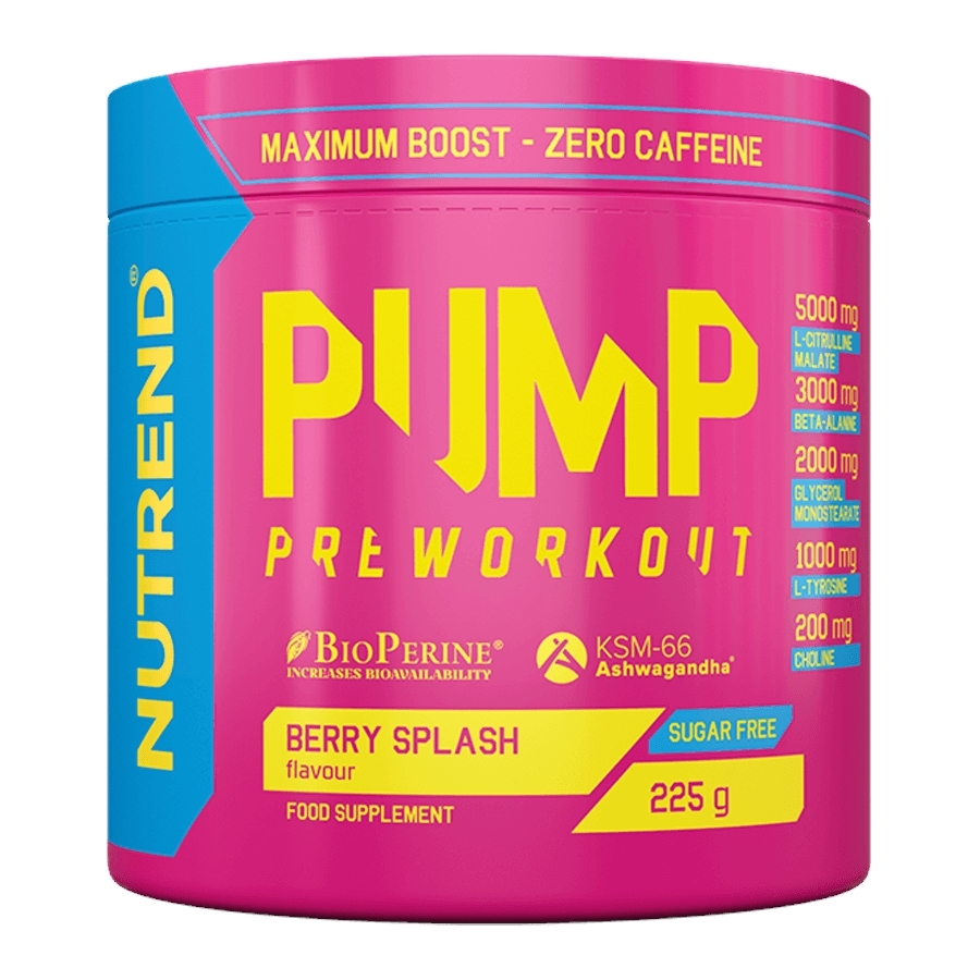 Pre-workout směs Nutrend Pump 225g bez kofeinu  bubble gum