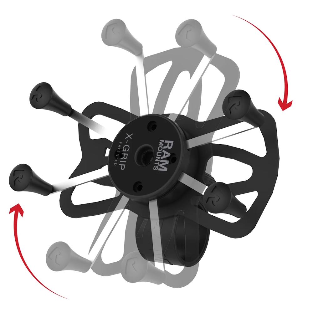 Kompletní sestava držáku pro velké telefony RAM Mounts X-Grip se "Tough-Strap" stahovacím upínaním na řidítka (obrázek 3)