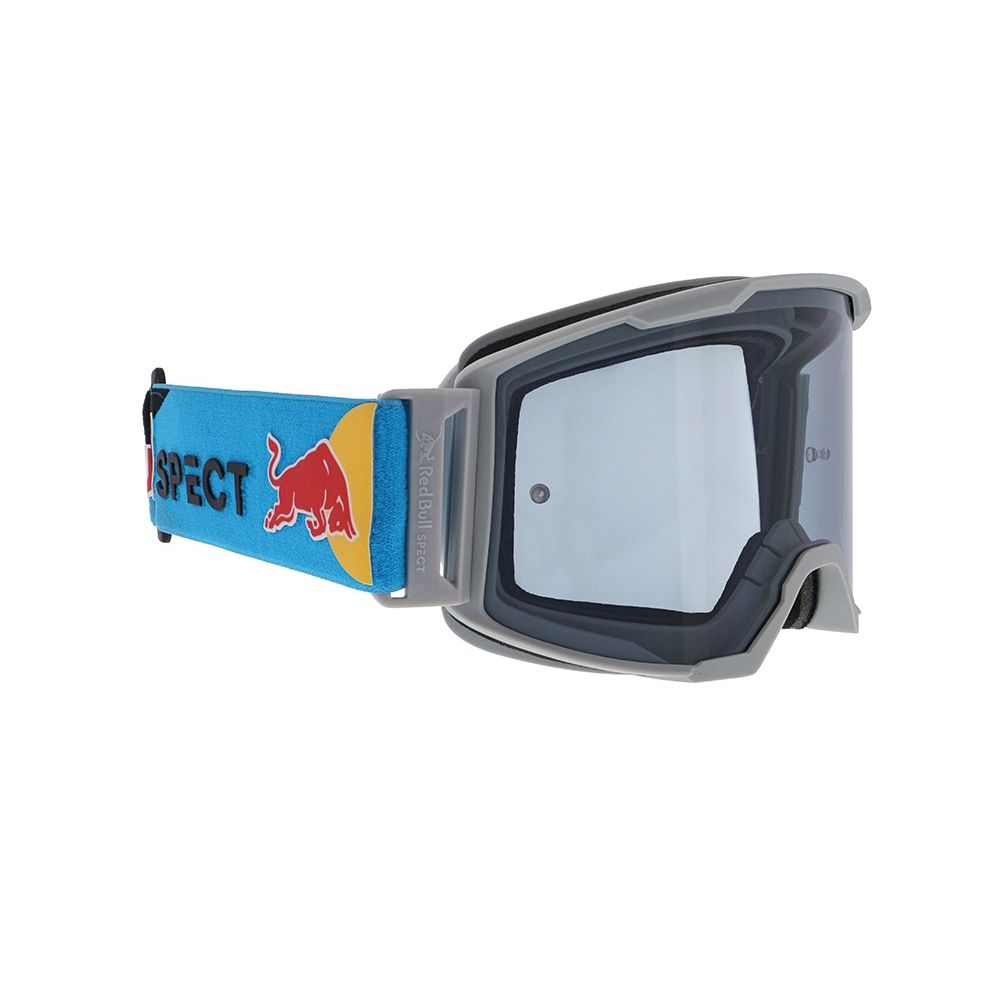 Motokrosové brýle RedBull Spect Strive Panovision, světle šedé matné, plexi kouřové