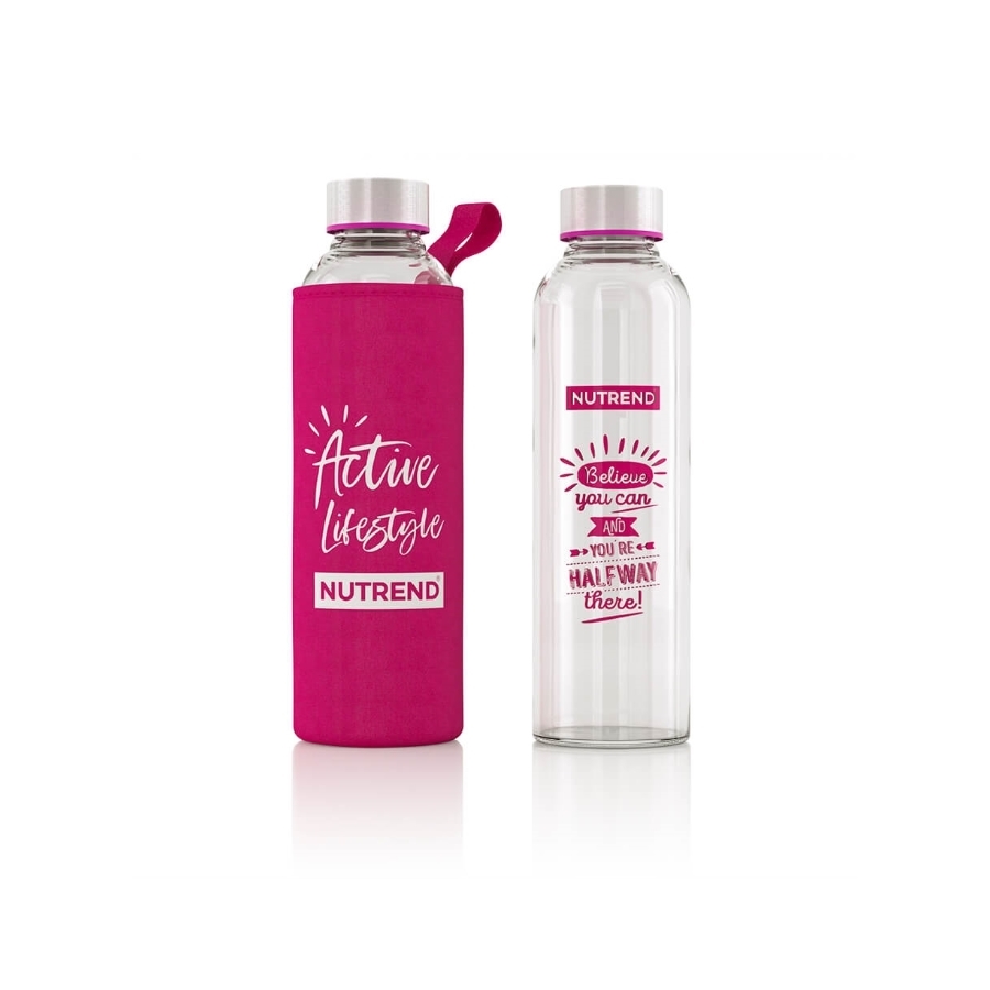 Skleněná láhev s termo obalem Nutrend Active Lifestyle 500 ml  růžová - růžová