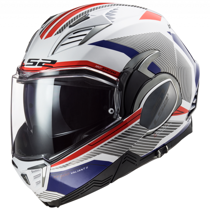 Výklopná moto přilba LS2 FF900 Valiant II Revo P/J  White Red Blue  S (55-56)