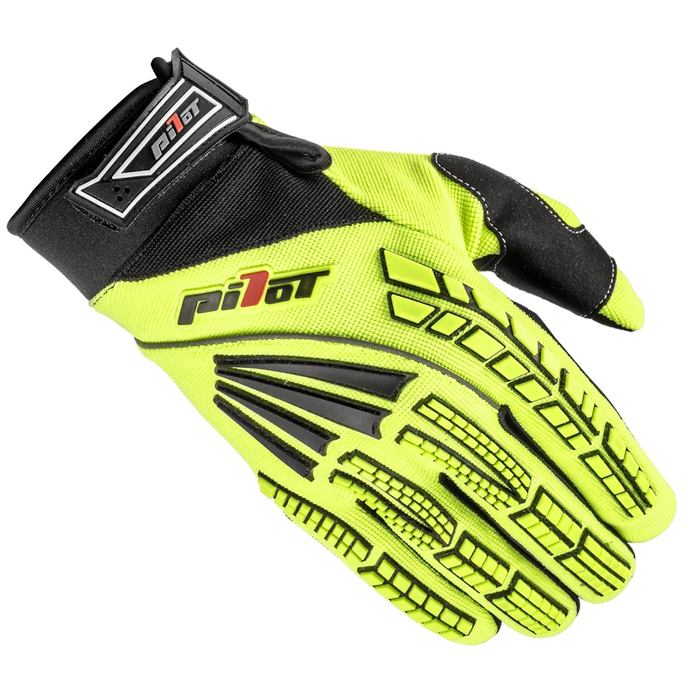 Dětské motokrosové rukavice Pilot černá-fluo žlutá 6